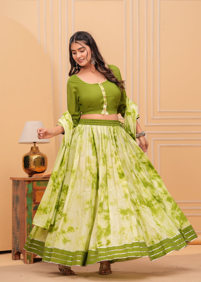 Indiehaat | Shibori Green Lehanga Choli Set