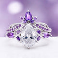 Feyra Natural Amethyst & Diamond Ring in Sterling Silver by Aquamarise, side profile view