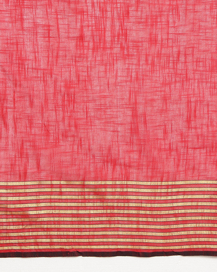 Fiery Khadi Linen Saree Red