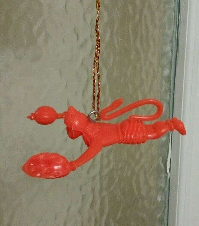 Flying hindu lord hanuman car hanging idol orange god power protection talisman