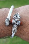 Fuji Kaze Grace Om Bracelet Lord Shiva Trishul Rudraksha Hindu Kara Kada Y1 Ohm trident Bangle Fuji