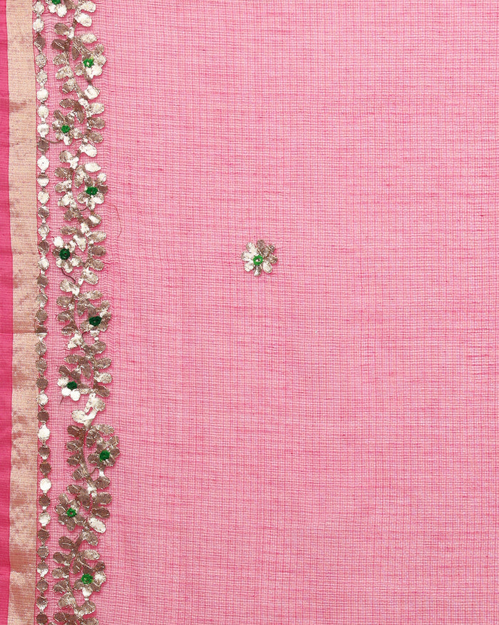 Gilded Grace Kota Cotton Gota Patti Pink Saree