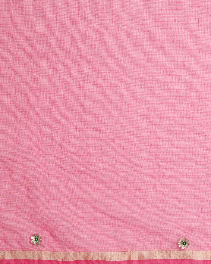 Gilded Grace Kota Cotton Gota Patti Pink Saree