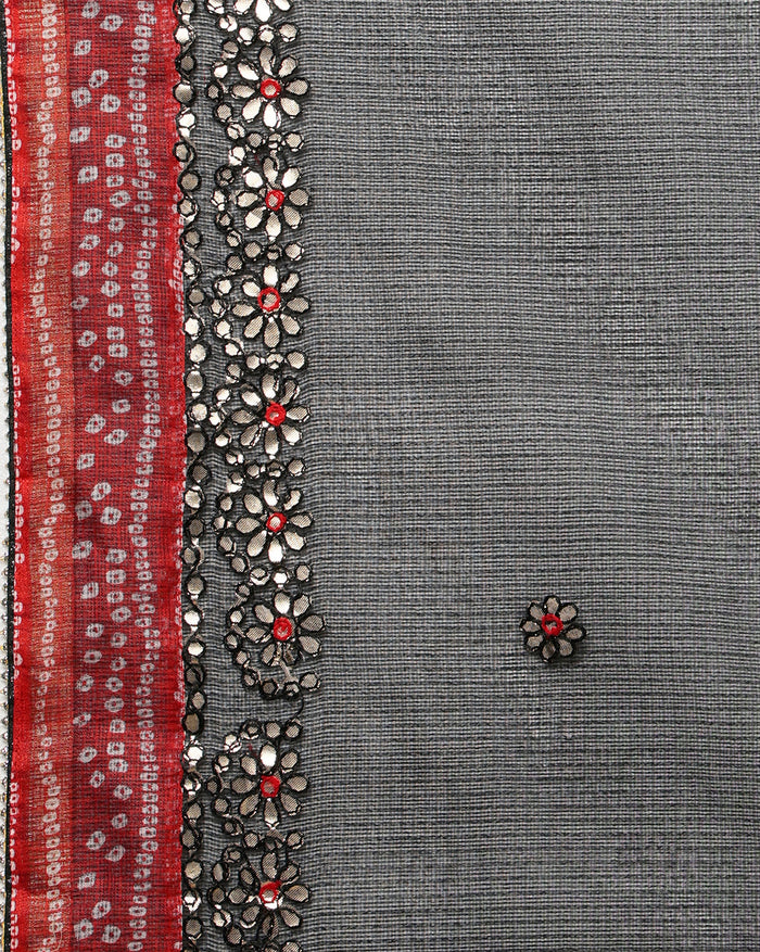 Gilded Grace Kota Cotton Gota Patti Saree Black