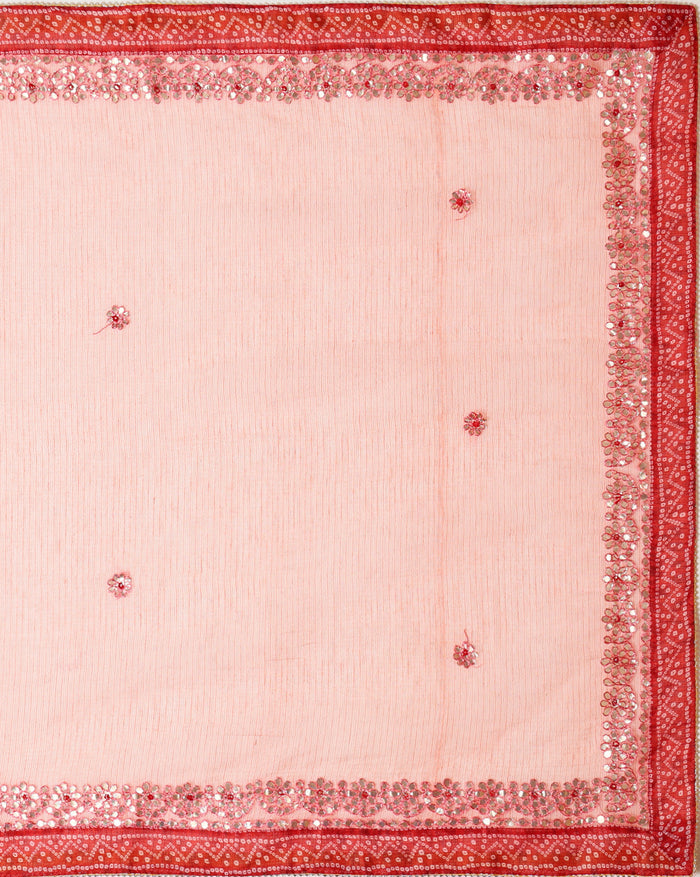 Gilded Grace Kota Cotton Gota Patti Saree Light Peach