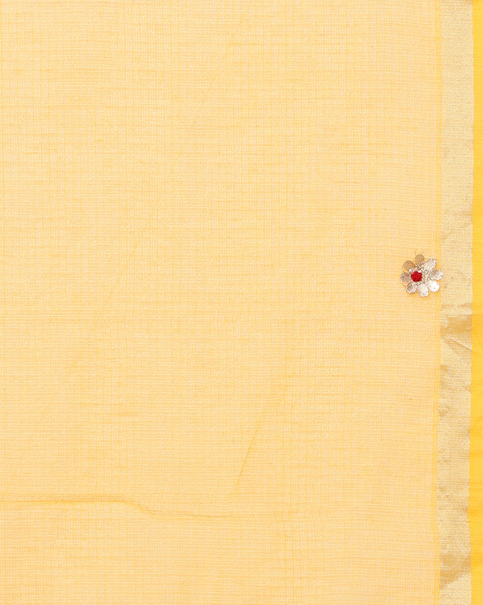 Gilded Grace Kota Cotton Gota Patti Yellow Saree