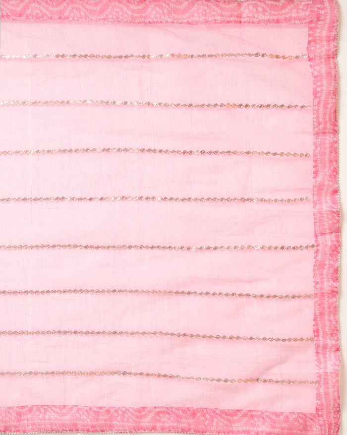 Glimmering Charm Pink Kota Dori Suit (Top+Bottom+Dupatta)