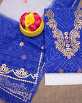 Indiehaat | Kota Doria Gota Patti, Bandhej Suit Blue