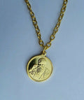 Gold tone two in one punjabi sikh guru nanak gobind singh ji pendant + chain c4