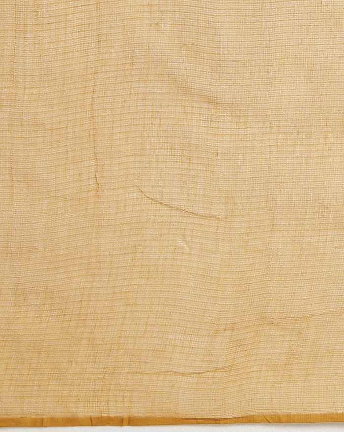 Golden Cotton Kota Doria Mustard Saree Handcrafted