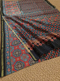 Indiehaat | Chanderi Silk Ajrakh Print Saree Multicolor