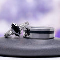 Victorian Gothic Scrollwork Black Onyx Ring couples ring set