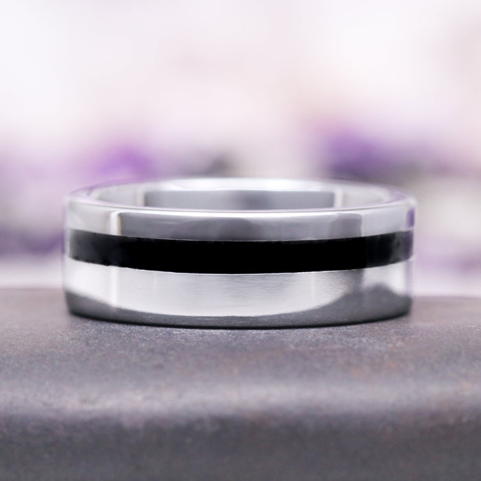 Black Onyx Wedding Band in Tungsten Carbide (8mm)