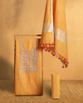 Gulmohar Pure Linen Embroidered Mustard Yellow Suit (T+B+D) Piece