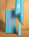 Gulmohar Pure Linen Embroidered Sky Blue Suit (T+B+D) Piece