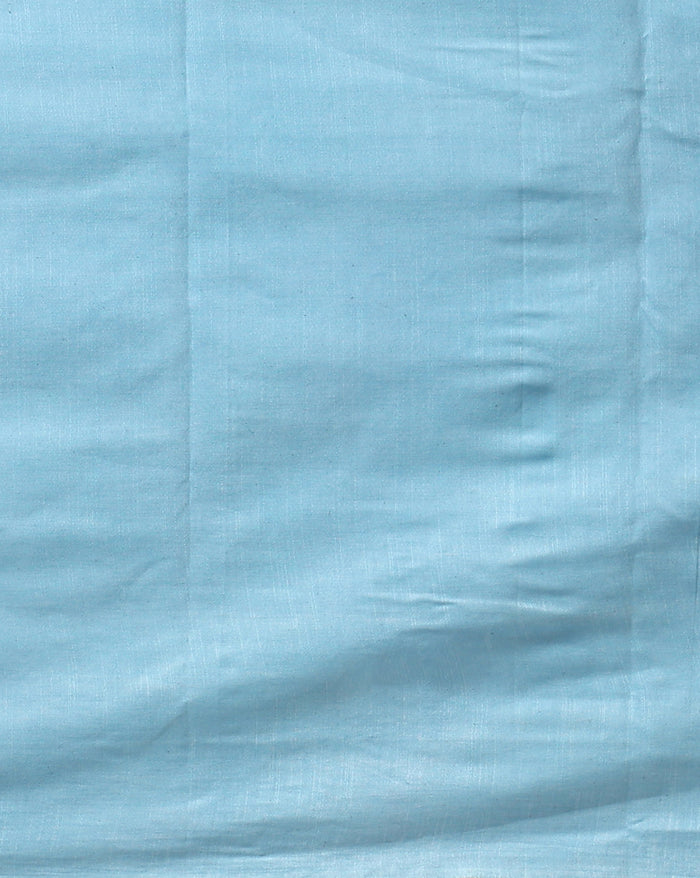 Indiehaat | Pure Linen Embroidered Suit Piece Blue