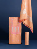Gulmohar Pure Linen Embroidered Sweet Peach Suit (T+B+D) Piece