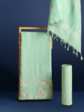 Gulmohar Pure Linen Green Embroidered Suit Piece