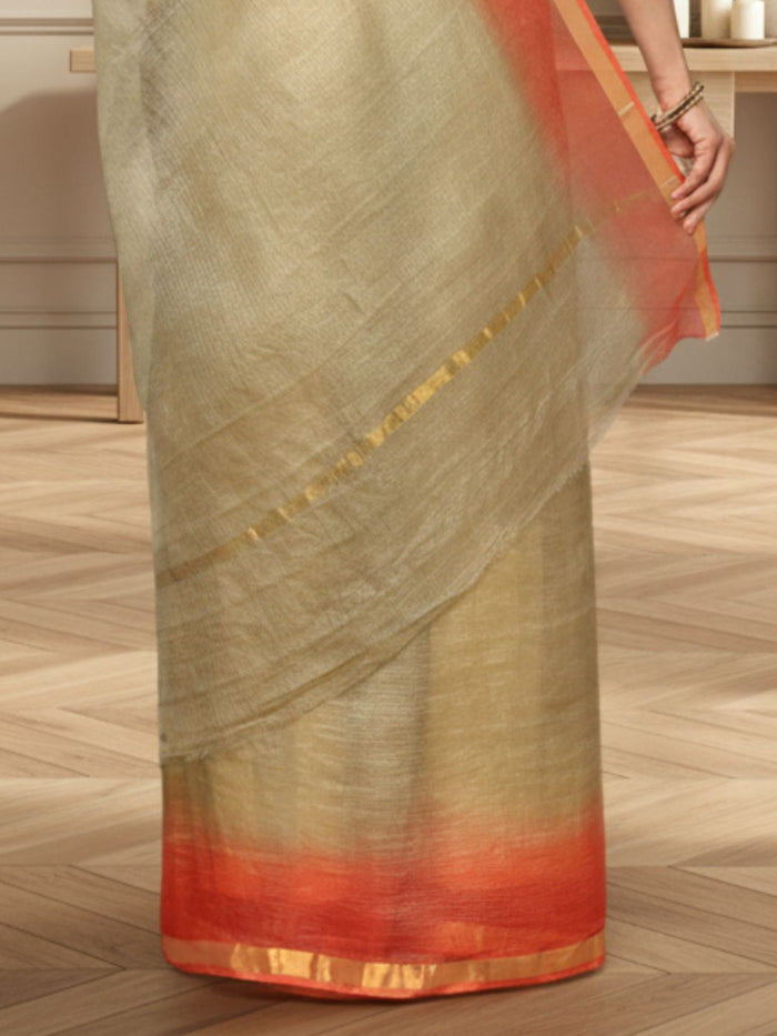 Gurkha Brown Pure Silk Kota Doria Handdyed Saree