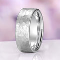 Hammered Wedding Band in Tungsten Carbide (8mm) by Aquamarise, featuring a brushed hammered texture with polished edges and a comfort-fit interior, part of Men's Wedding Bands, Tungsten Carbide Men's Wedding Bands, and Minimalist Jewelry collections.
