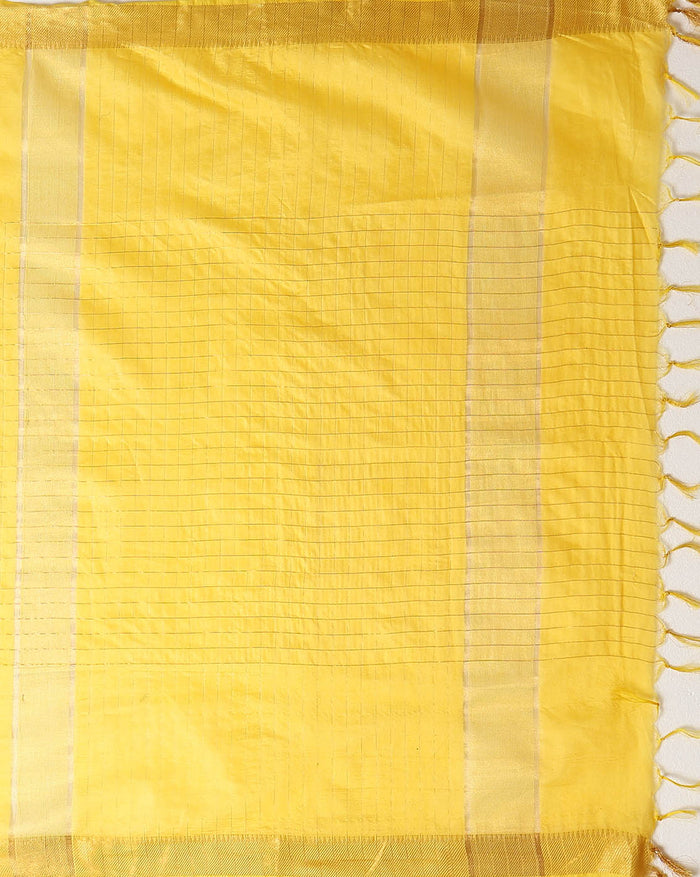 Handcrafted Kota Silk Mustard Plain Saree