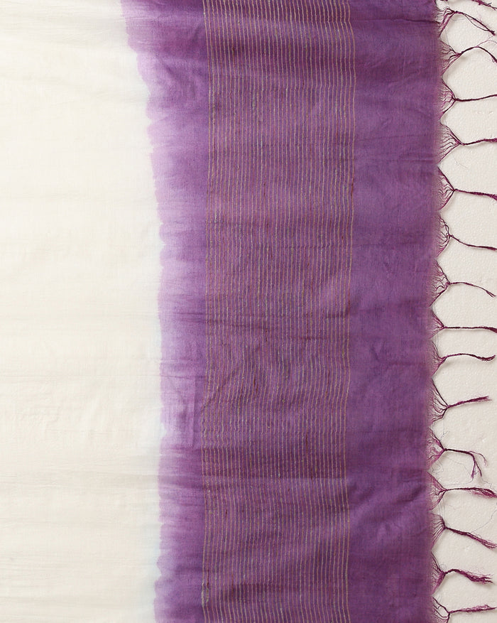 Handdyed Katan Silk Beige & Violet Contrast Suit