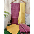 Katan Purple and Yellow Silk Suit Piece with Bottom and Dupatta-Indiehaat
