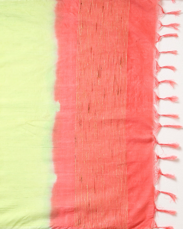 Handdyed Katan Silk Red & Green Contrast Suit (T+B+D)