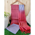 Katan Old Rose Red and Light Purple Silk Suit Piece with Bottom and Dupatta-Indiehaat