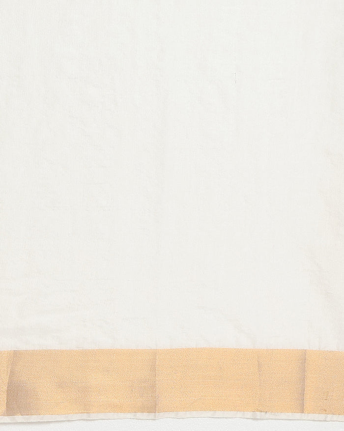 Handloom Kota Silk Serene Beige & Rust Orange Saree