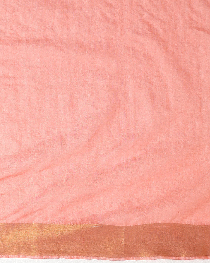 Handloom Kota Silk Serene Beige & Rust Orange Saree