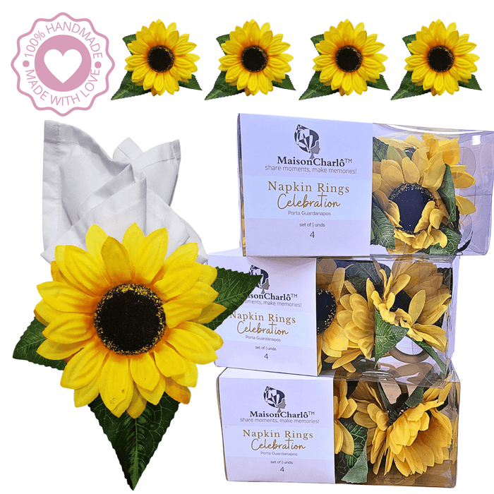 Maison Charlo | Set of 4 Sunflower Napkin Rings-0