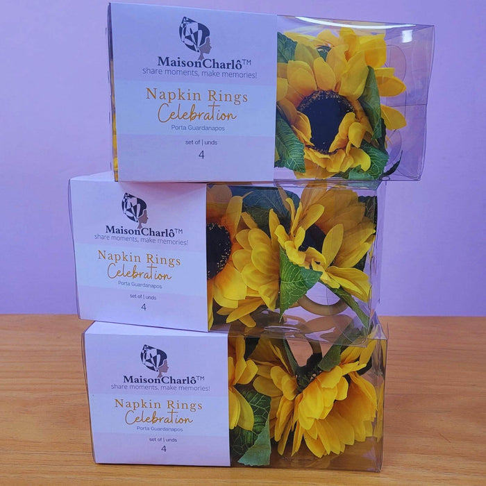 Maison Charlo | Set of 4 Sunflower Napkin Rings-4