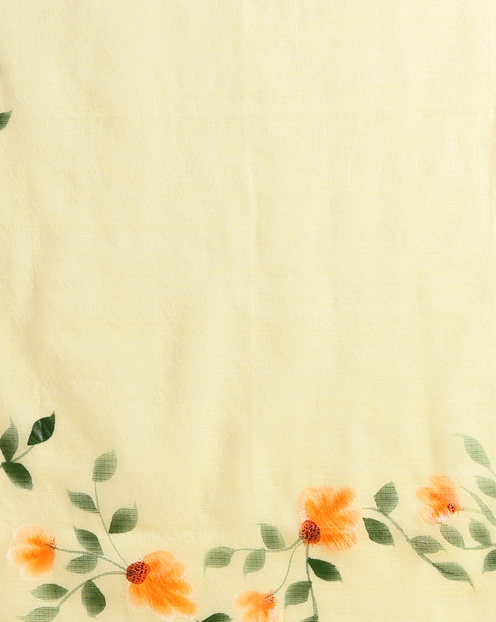 Handpainted Kota Doria Green Suit (Top & Dupatta)