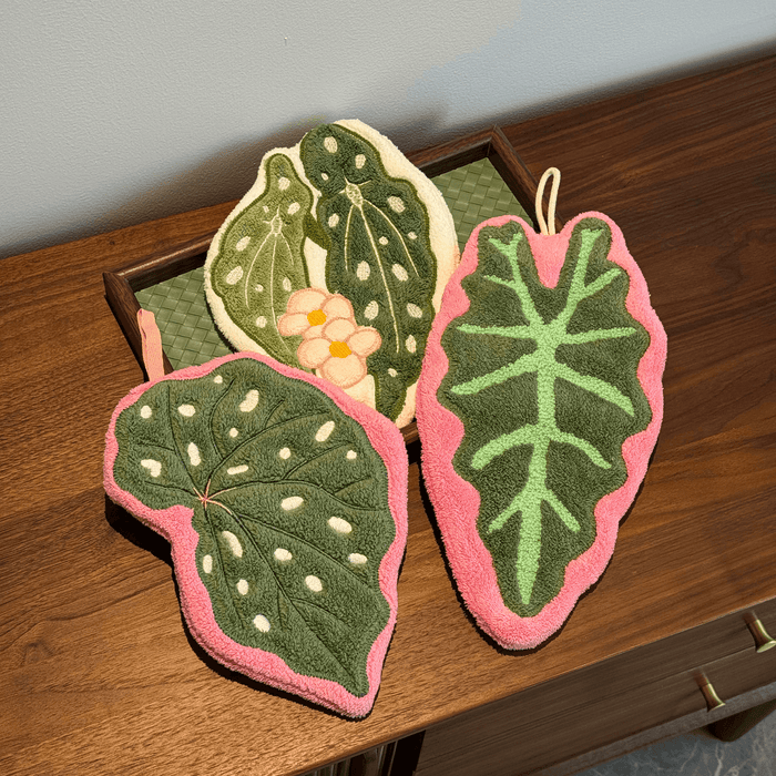 Hanging hand towel set botanical leaf