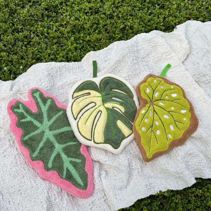 Hanging hand towel set botanical leaf