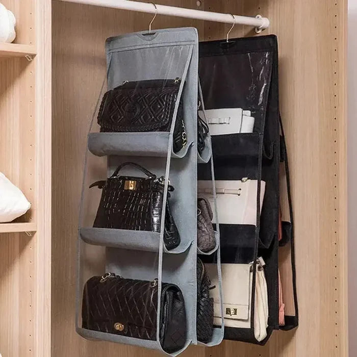 Hanging Handbag Organizer – 6-Grid Closet Storage – image 7