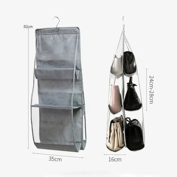 Hanging Handbag Organizer – 6-Grid Closet Storage – image 8