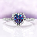 Heart Alexandrite Promise Ring in Sterling Silver by Aquamarise, featuring a heart-cut color-changing alexandrite with accent stones