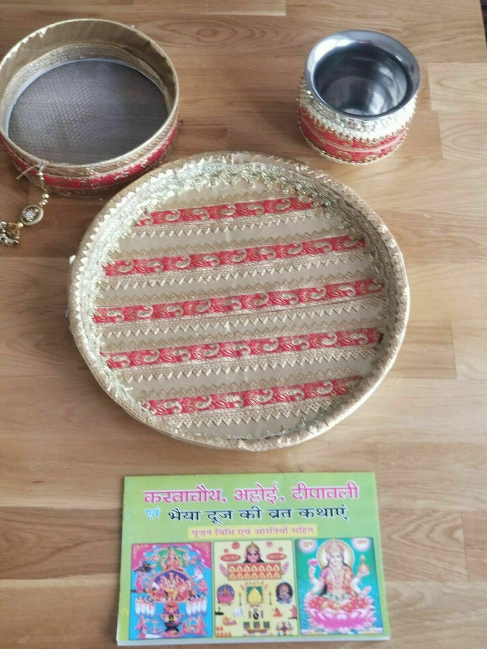 Hindu Fast Worship Karva Chauth Vrat Thali Set Special Pooja Karwa Vrata Katha G