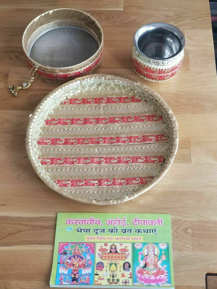 Hindu Fast Worship Karva Chauth Vrat Thali Set Special Pooja Karwa Vrata Katha G