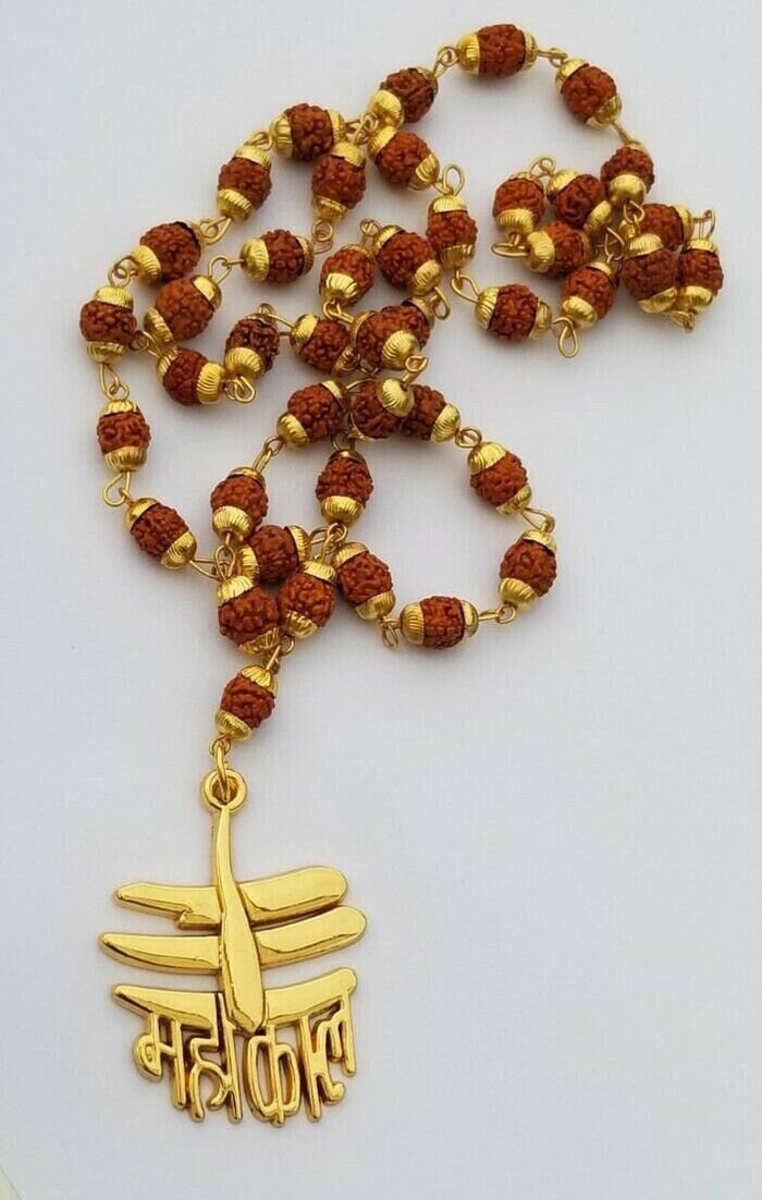 Hindu sikh shiv mahakal trishul trident kavach rudraksh beads mala car hanger ll