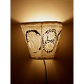 Indiehaat | Peacock Kalamkari Handpainted Wall Mount Leather Lamp | 8.5 Inch