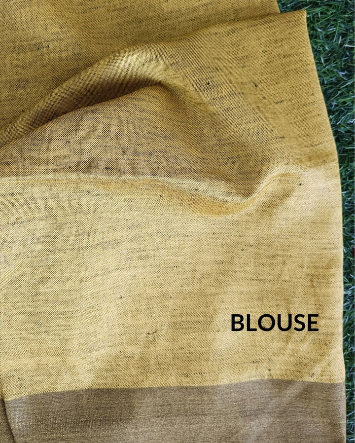 Pure Linen Saree Striped Design Arsenic Black Color-Indiehaat