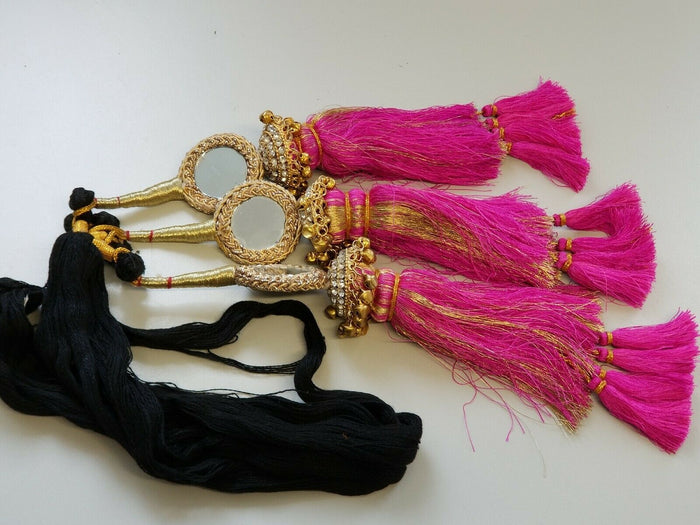 Indian Punjabi Pranda Mehndi Jagoo Mirror Bridal Patiala Paranda Hair Braid A32