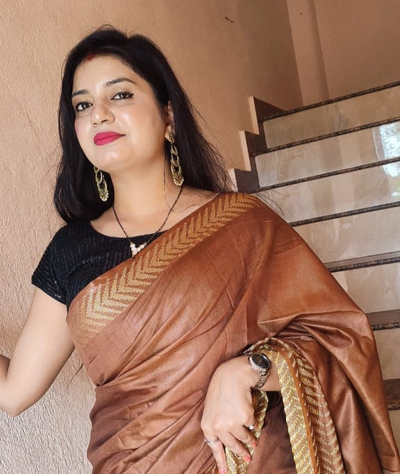 Chanderi Silk Brown Saree – Silkmark Certified with Blouse