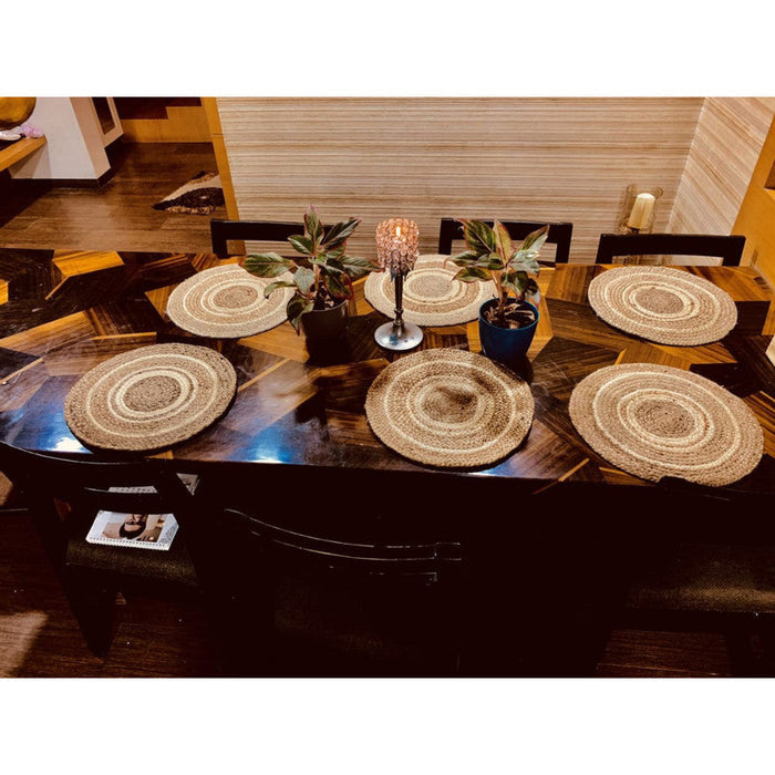 Jute  Round Dining Table Mat (Set Of 6 Pcs)-Indiehaat