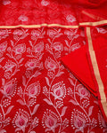 Indiehaat|Kota Doria Embroidered Maroon Suits(Top+Bottom+Dupatta)