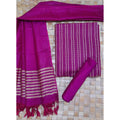 Katan Silk Purple color Suit Piece with Bottom and Dupatta Handcrafted-Indiehaat