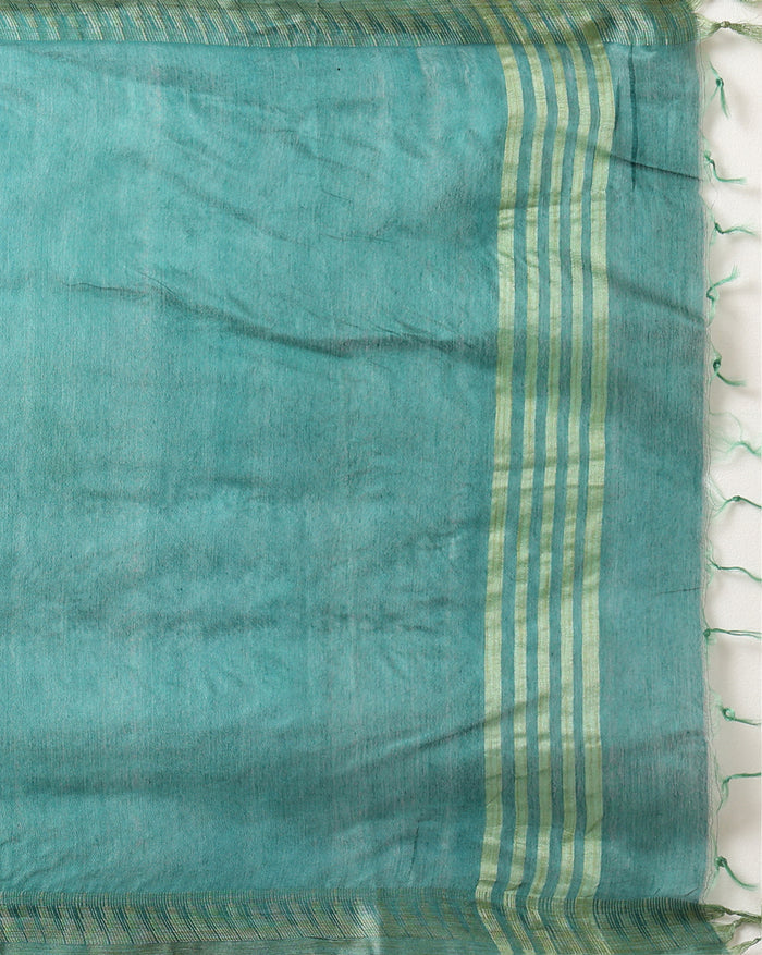 Katan Silk Color-Rich Handcrafted Green Suit (T+B+D)